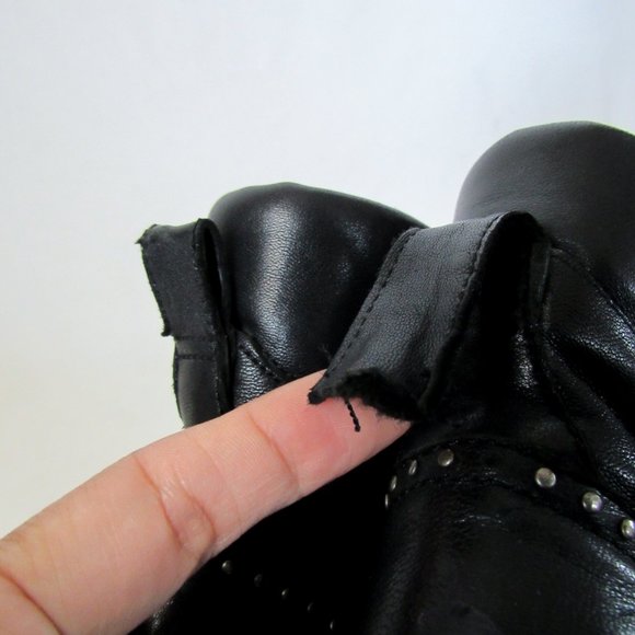 SOLD FRYE Black Leather 'Samantha' Studded Combat Biker Moto Boots -9 1/2 - Picture 7 of 15